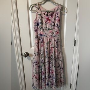 Marchesa Floral Midi Dress - Pink and Purple